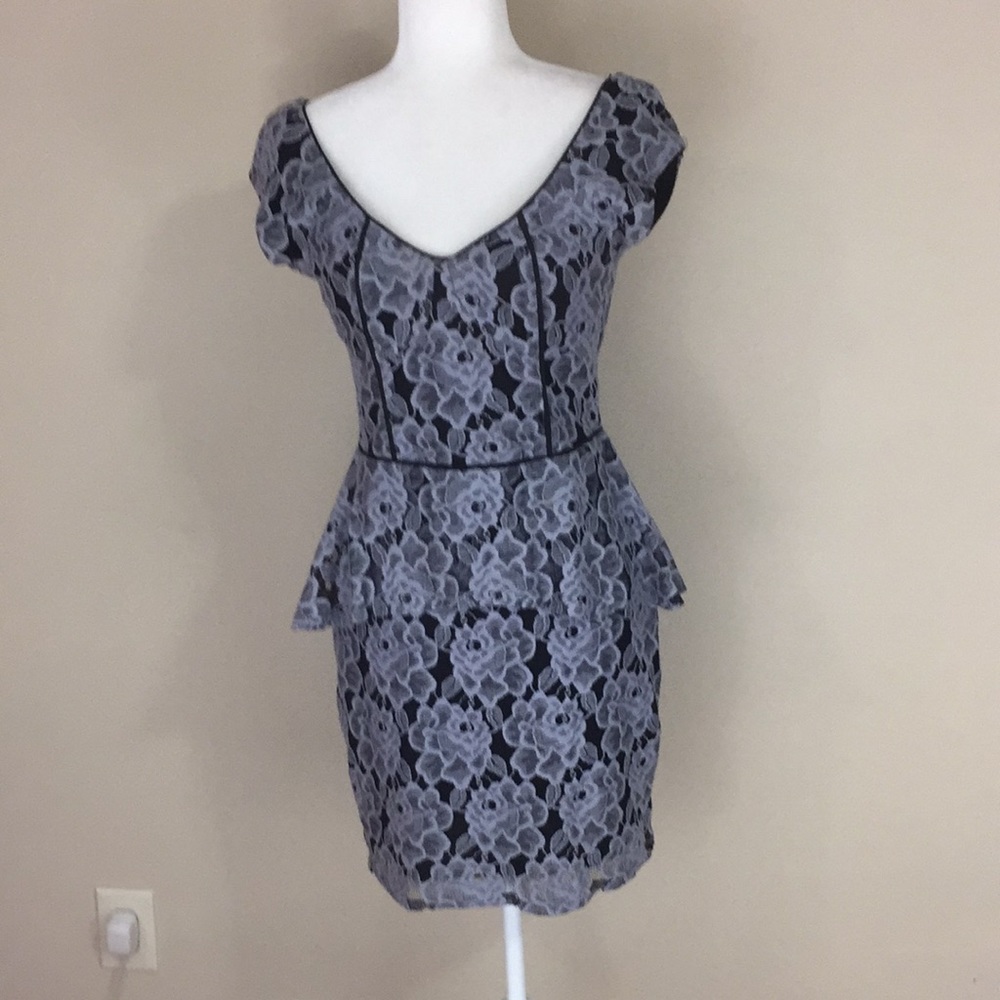 Anthropologie Pins and Needles Gray and Black Lace Sleeveless Dress Size M